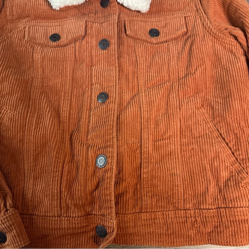 Cat & Jack girl’s Orange Corduroy Jacket with Sherpa Collar - Picture 2 of 12